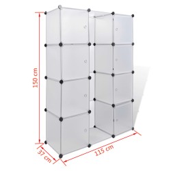 Armadio Modulare con 9 Scomparti 37x115x150 cm Bianco