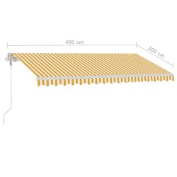 Tenda Retrattile Automatica con Palo 400x300 cm Gialla Bianca