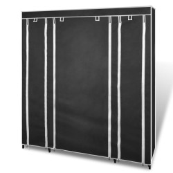 vidaXL Armadio in Tessuto con Scomparti e Aste 45x150x176 cm Nero