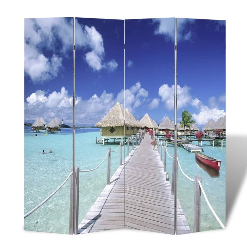 Paravento Pieghevole 160x170 cm con Stampa Spiaggia