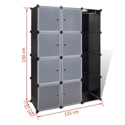 vidaXL Armadio Modulare con 9 Scomparti 37x115x150 cm Nero e Bianco