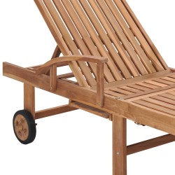 vidaXL Lettini Prendisole 2 pz con Cuscino Nero in Legno di Teak