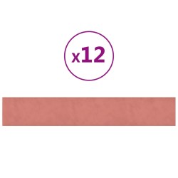 Pannelli Murali 12 pz Rosa 90x15 cm Velluto 1,62 m²