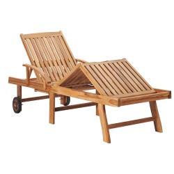 Lettini Prendisole 2 pz Cuscino Rosso Legno Massello di Teak