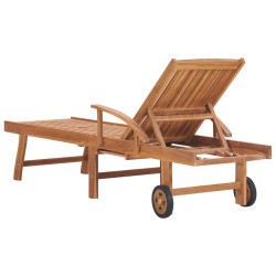 Lettini Prendisole 2 pz Cuscino Rosso Legno Massello di Teak