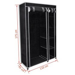 vidaXL Armadio Guardaroba Pieghevole Nero 110 x 45 x 175 cm