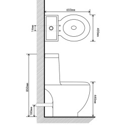 vidaXL Vaso WC in Ceramica con Scarico Dietro Nero