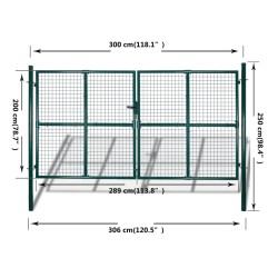 vidaXL Cancello per Giardino in Rete Metallica 289x200 cm/306x250 cm