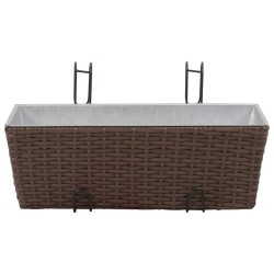 vidaXL Fioriera Trapezoidale in Rattan 2 pz 50 cm per Balcone Marrone