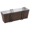 vidaXL Fioriera Trapezoidale in Rattan 2 pz 50 cm per Balcone Marrone