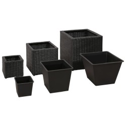 vidaXL Letti Rialzati da Giardino 3 pz in Polyrattan Nero