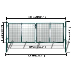 vidaXL Cancello per Giardino in Rete Metallica 289x175 cm/306x225 cm