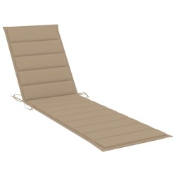 Lettini Prendisole 2 pz con Tavolo e Cuscino Beige in Teak