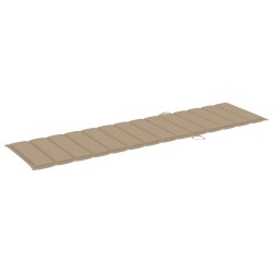 Lettini Prendisole 2 pz con Tavolo e Cuscino Beige in Teak