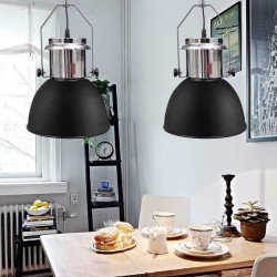 vidaXL Lampada da Soffitto in Metallo Nero Altezza Regolabile Moderna