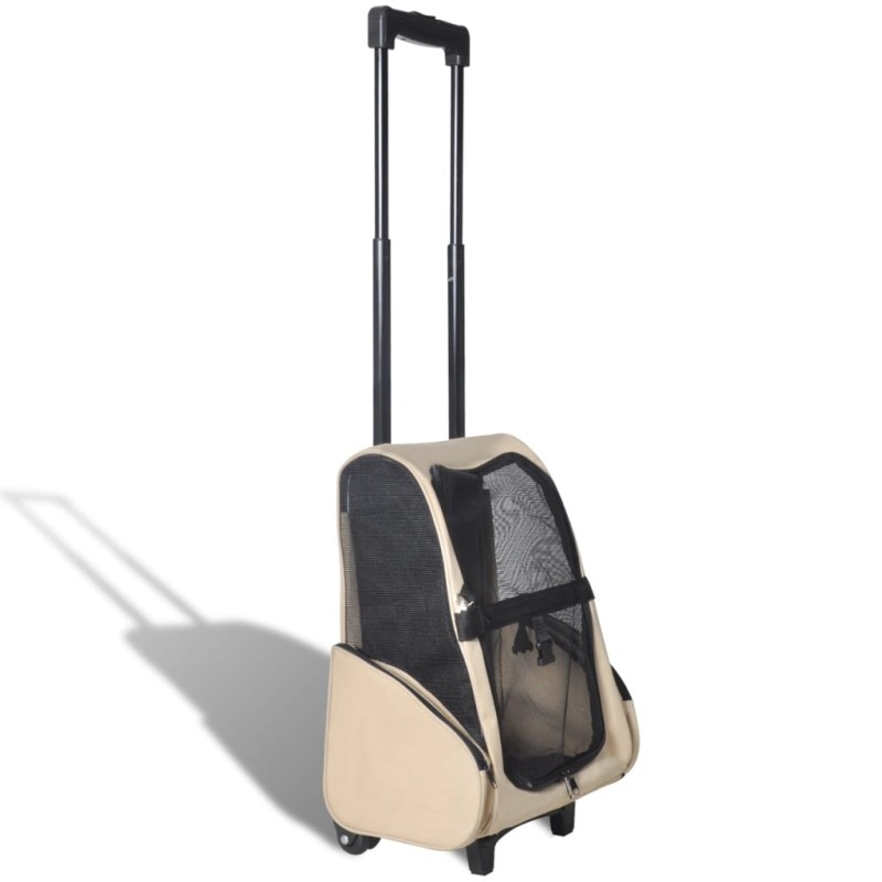 vidaXL Trolley Trasportino per Animali Pieghevole Multifunzione Beige