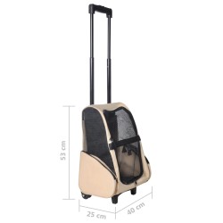 vidaXL Trolley Trasportino per Animali Pieghevole Multifunzione Beige