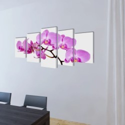 vidaXL 5 pz Set Stampa su Tela da Muro Orchidèa 200 x 100 cm