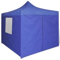 vidaXL Tenda Pieghevole Blu 3 x 3 m con 4 Pareti