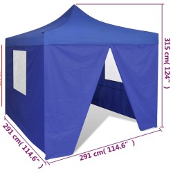 vidaXL Tenda Pieghevole Blu 3 x 3 m con 4 Pareti