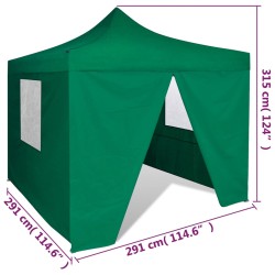   Tenda Pieghevole Verde 3 x 3 m con 4 Pareti