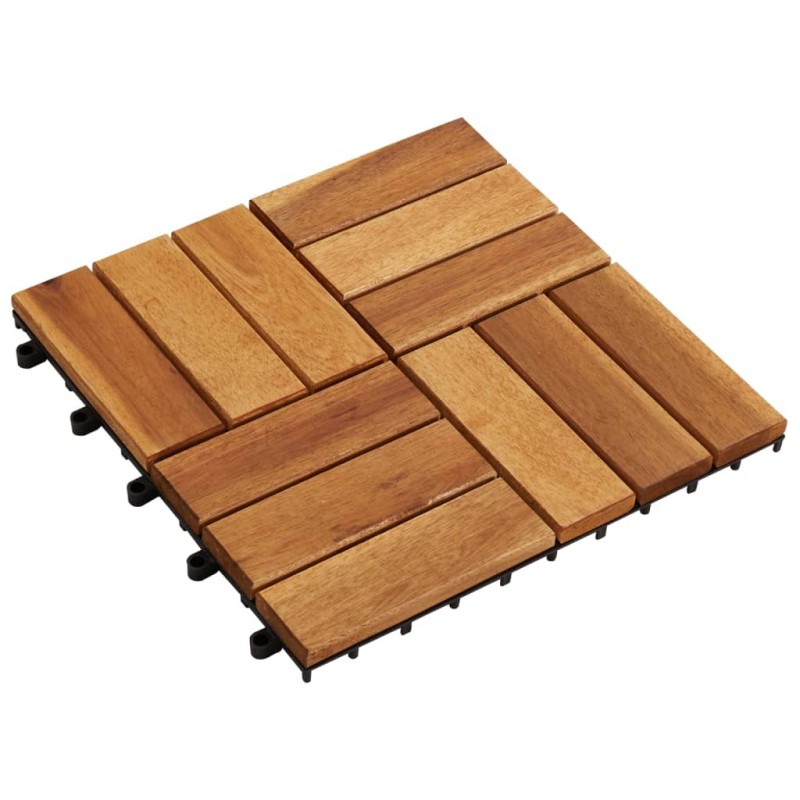   Set 10 Piastrelle in legno di acacia per pavimento 30 x 30 cm