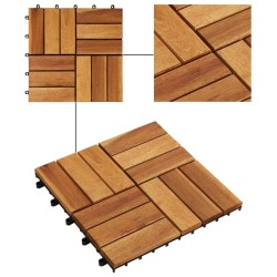   Set 10 Piastrelle in legno di acacia per pavimento 30 x 30 cm