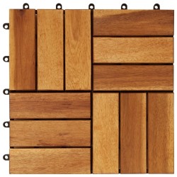   Set 10 Piastrelle in legno di acacia per pavimento 30 x 30 cm