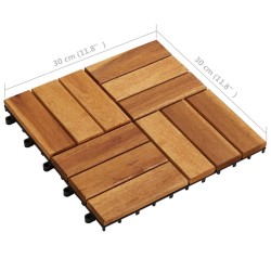   Set 10 Piastrelle in legno di acacia per pavimento 30 x 30 cm