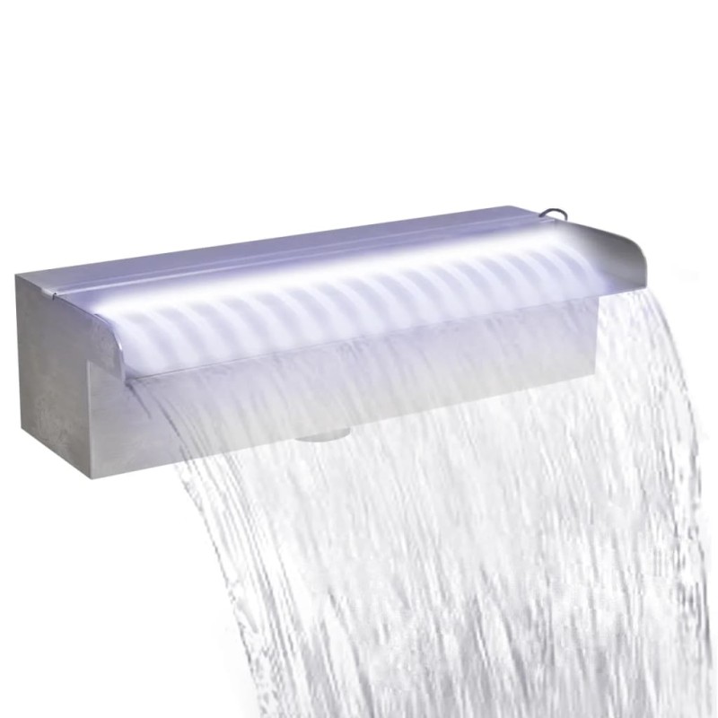   Cascata per Laghetto Rettangolare con LED in Acciaio Inox 30 cm