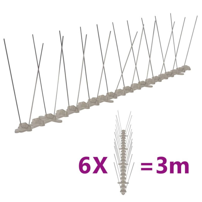 Set Dissuasori per Uccelli e Piccioni 6 pz 2 File 3 m