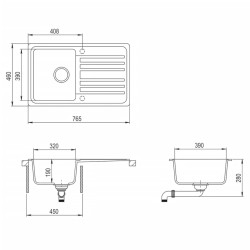   Lavandino cucina granito lavello singolo scolapiatti reversibile crema