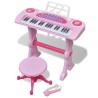   Gioco Bambini Tastiera con Sgabello/Microfono 37 Tasti Rosa