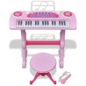   Gioco Bambini Tastiera con Sgabello/Microfono 37 Tasti Rosa