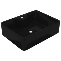   Lavandino Bagno in Ceramica Nera Quadrato con Foro per Rubinetto