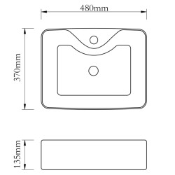   Lavandino Bagno in Ceramica Nera Quadrato con Foro per Rubinetto