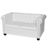 Divano Chesterfield a 2 Posti in Finta Pelle Bianco