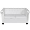 Divano Chesterfield a 2 Posti in Finta Pelle Bianco