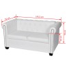 Divano Chesterfield a 2 Posti in Finta Pelle Bianco