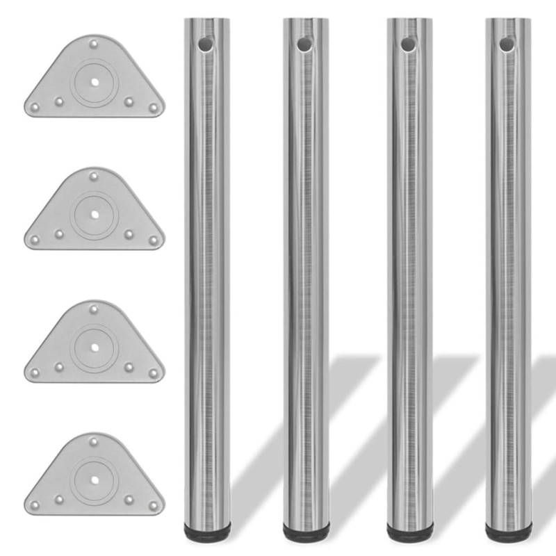   Set Gambe Tavolo 4 pz in Nickel Spazzolato Regolabili 710 mm