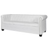   Divano Chesterfield a 3 Posti in Finta Pelle Bianco