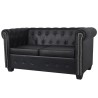   Divano Chesterfield a 2 Posti in Finta Pelle Nero