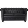   Divano Chesterfield a 2 Posti in Finta Pelle Nero