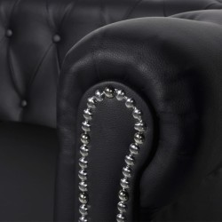   Divano Chesterfield a 2 Posti in Finta Pelle Nero