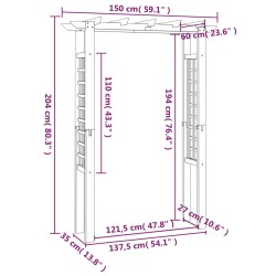   Pergola / Arco da Giardino 150x60x204 cm in Legno Impregnato