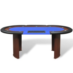   Tavolo da Poker 10 Giocatori Postazione Dealer Vassoio Chip Blu