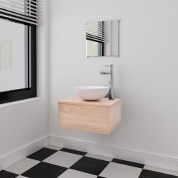   Mobili da Bagno con Lavabo Set 3 pz Beige