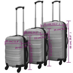   Set Trolley Rigidi 3 pz Argento 45,5/55/66 cm