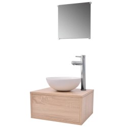   Set Mobili per Bagno con Lavandino 4 pz con Rubinetto Beige