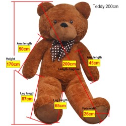 vidaXL Orsacchiotto di Peluche Marrone 170 cm